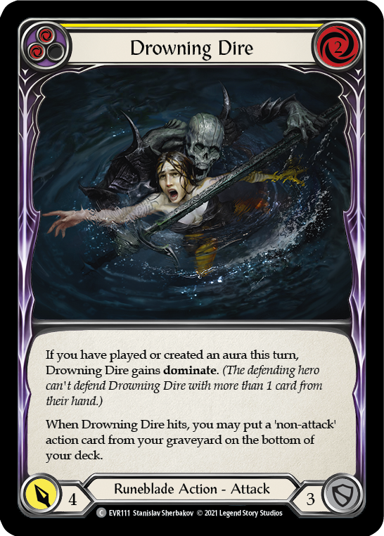 Drowning Dire (Yellow) [Everfest] 1st Edition Rainbow Foil