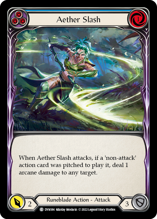 Aether Slash (Blue) [Dynasty] Rainbow Foil