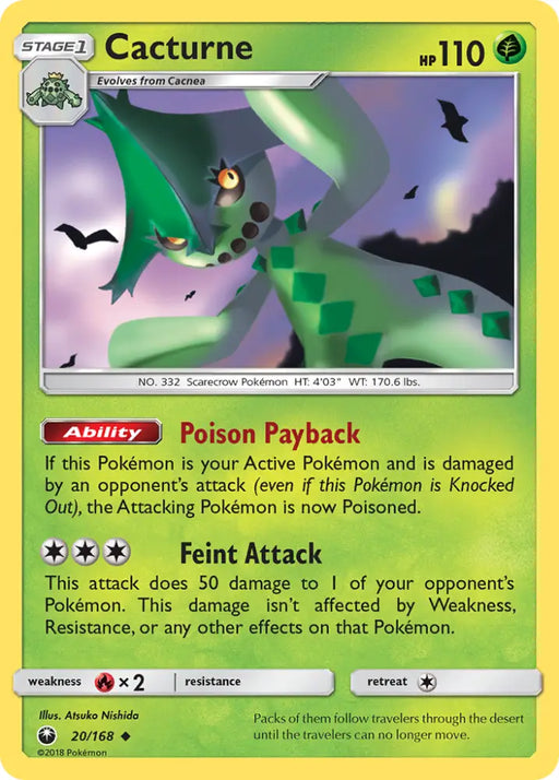 Cacturne (20/168) [Sun & Moon: Celestial Storm] - Pokemon Single