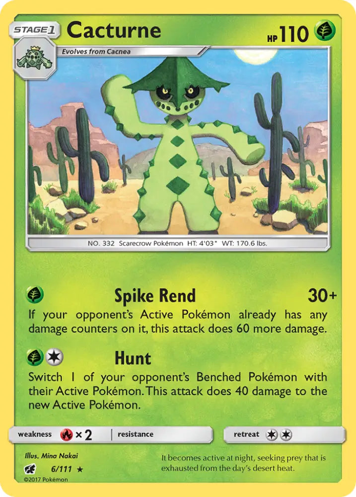 Cacturne (6/111) [Sun & Moon: Crimson Invasion] - Pokemon Single