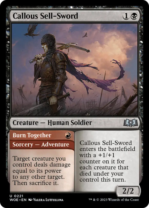Callous Sell-Sword // Burn Together [Wilds of Eldraine] - MTG Single