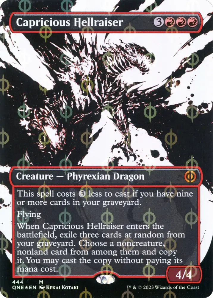 Capricious Hellraiser (Borderless Ichor Step-and-Compleat Foil) [Phyrexia: All Will Be One] - MTG Single