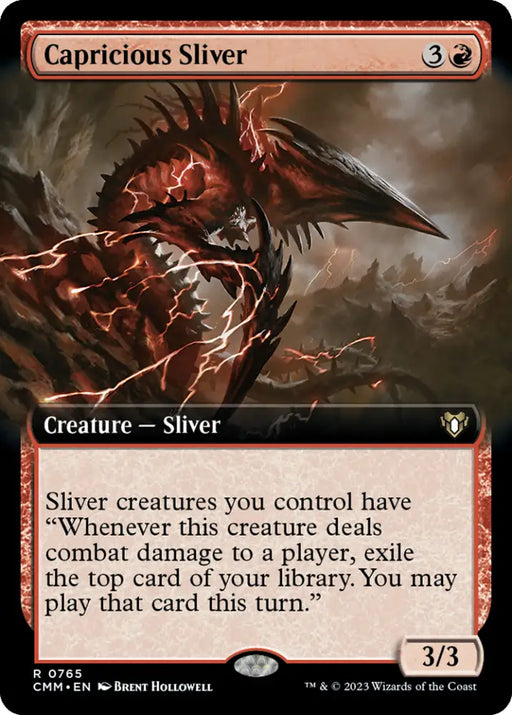 Capricious Sliver (Extended Art) [Commander Masters] - MTG Single