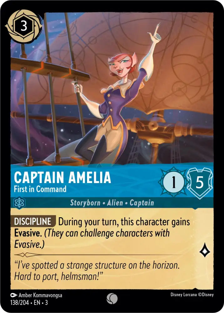 Captain Amelia - First in Command (138//204) [Into the Inklands] - Lorcana Single