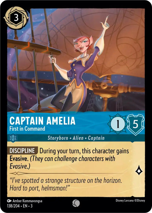 Captain Amelia - First in Command (138//204) [Into the Inklands] - Lorcana Single