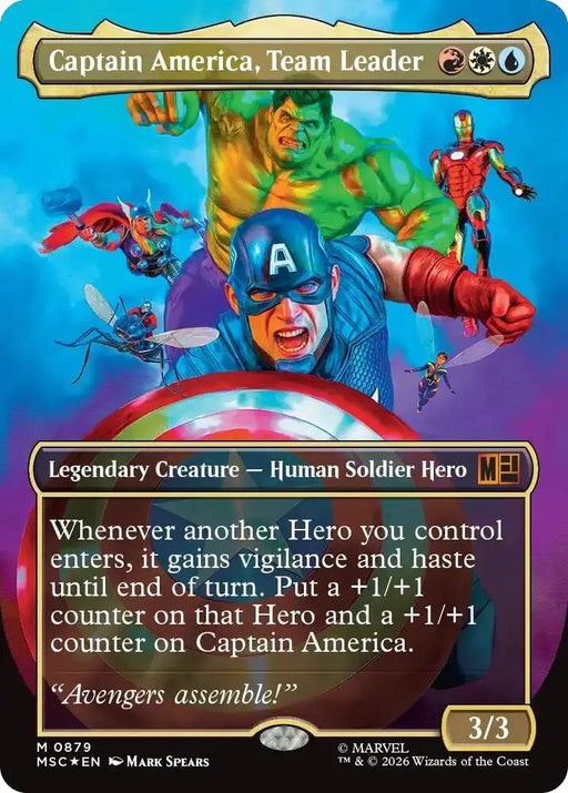 Captain America, Team Leader (Borderless) (Surge Foil) (879) [Marvel Super Heroes Commander]
