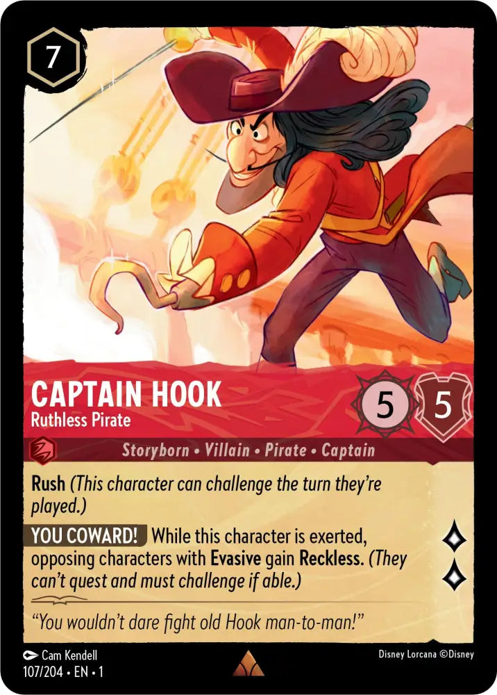 Captain Hook - Ruthless Pirate (107/204) [The First Chapter] - Lorcana Single