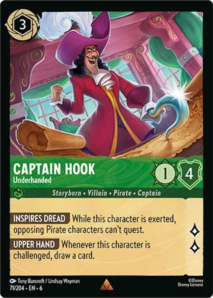 Captain Hook - Underhanded (71/204) [Azurite Sea] - Lorcana Single