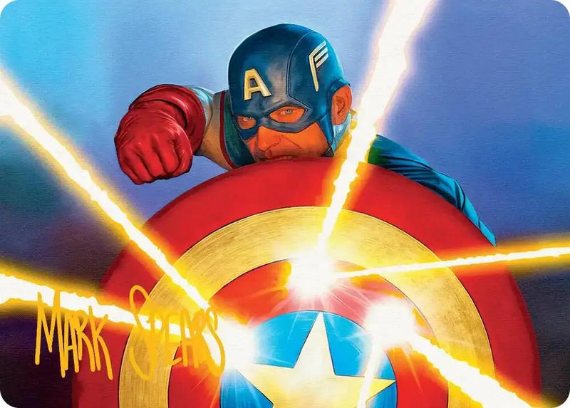 Captain's Defense Art Card (Gold-Stamped Signature) (41) [Marvel Super Heroes Art Series]