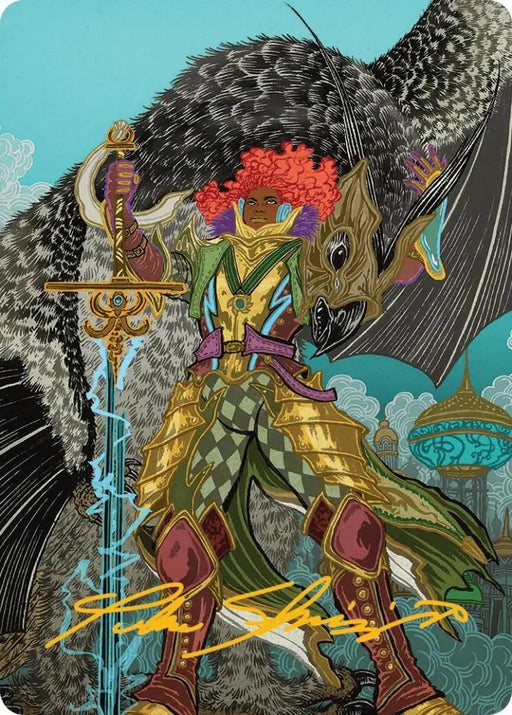 Caradora Heart of Alacria Art Card (3/54) (Gold-Stamped Signature) [Aetherdrift Art Series] - MTG Single