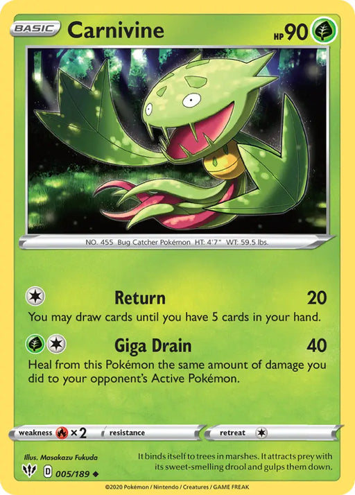 Carnivine (005/189) [Sword & Shield: Darkness Ablaze] - Pokemon Single