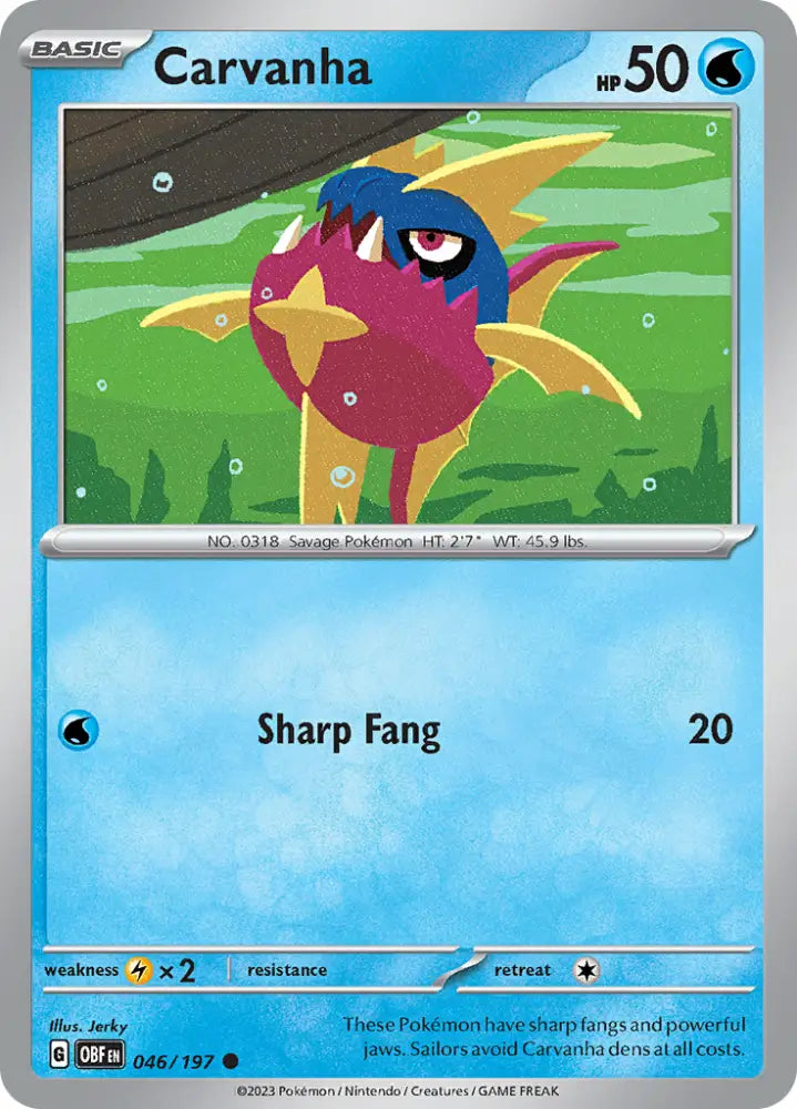 Carvanha (046/197) [Scarlet & Violet: Obsidian Flames] - Pokemon Single
