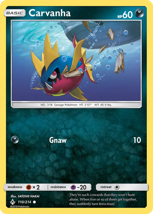 Carvanha (110/214) [Sun & Moon: Unbroken Bonds] - Pokemon Single