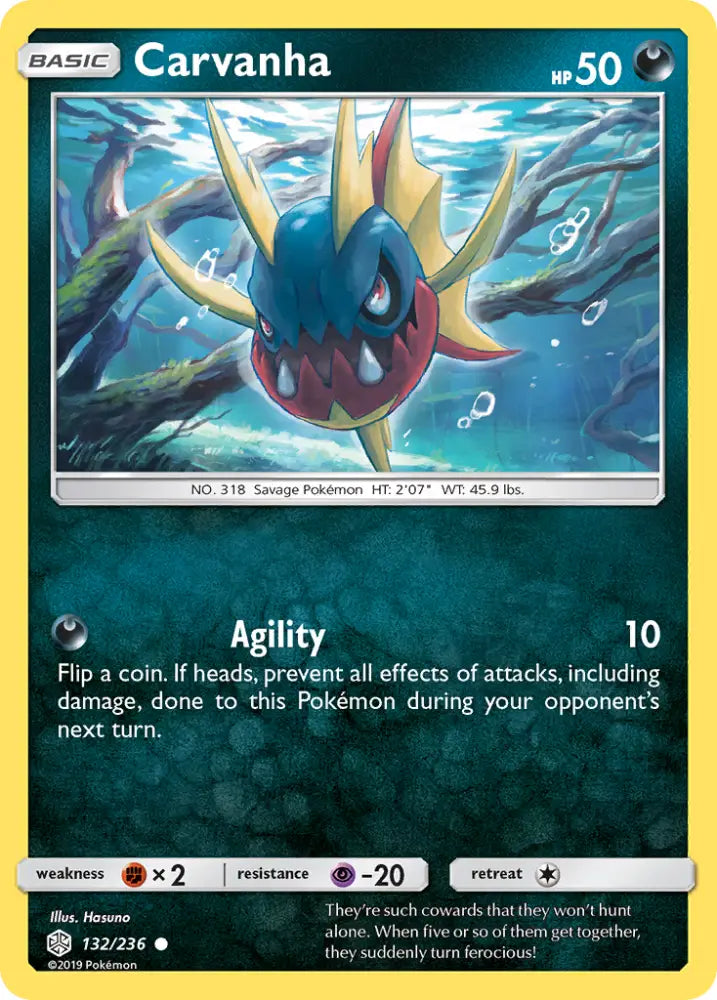 Carvanha (132/236) [Sun & Moon: Cosmic Eclipse] - Pokemon Single