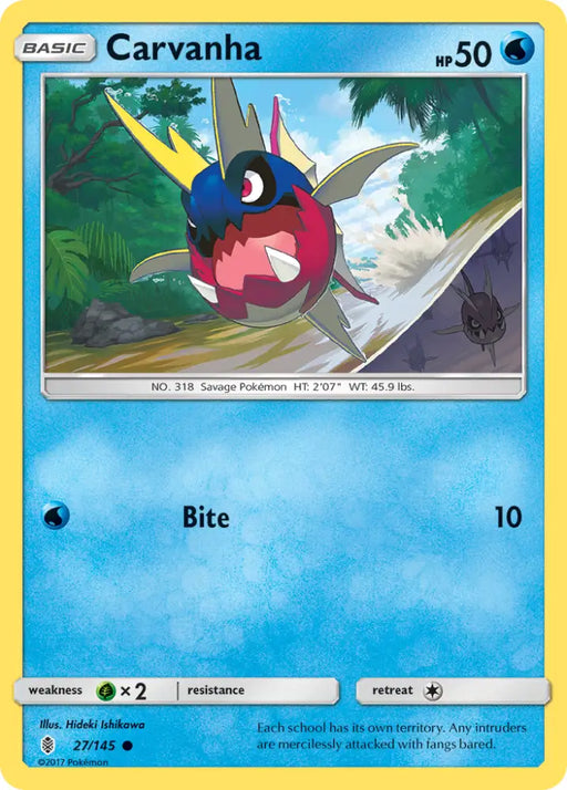 Carvanha (27/145) [Sun & Moon: Guardians Rising] - Pokemon Single