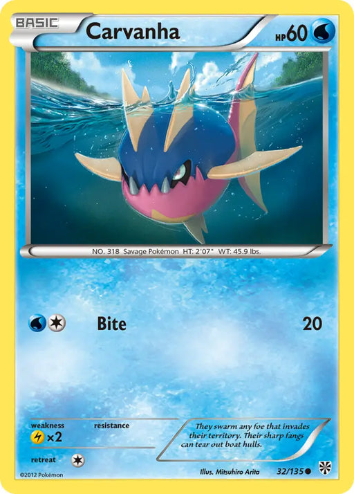 Carvanha (32/135) [Black & White: Plasma Storm] - Pokemon Single