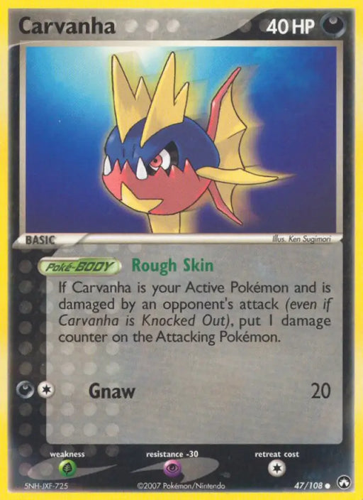 Carvanha (47/108) [EX: Power Keepers] - Pokemon Single