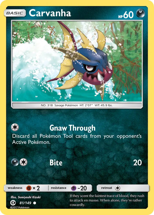 Carvanha (81/149) [Sun & Moon: Base Set] - Pokemon Single