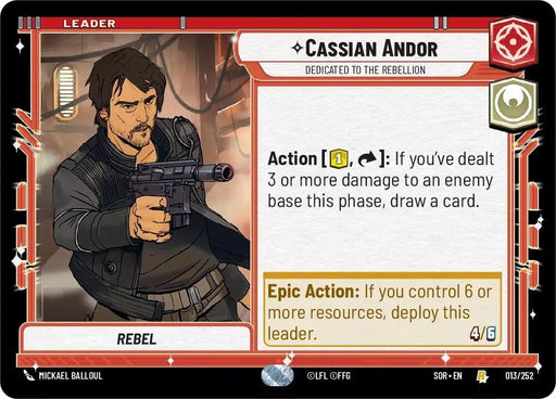 Cassian Andor - Dedicated to the Rebellion (013/252) [Spark of Rebellion] - Star Wars: Unlimited Single