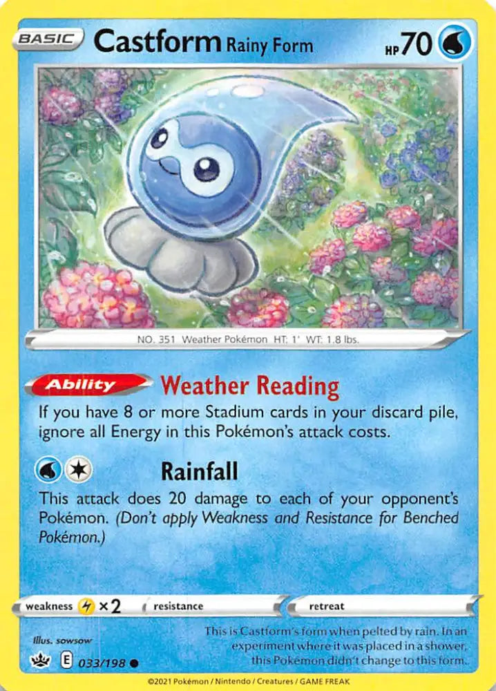 Castform Rainy Form (033/198) [Sword & Shield: Chilling Reign] - Pokemon Single
