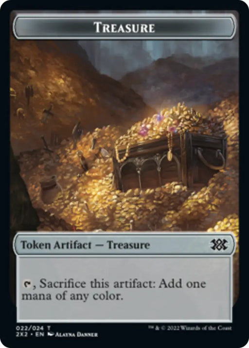 Cat Dragon // Treasure Double-Sided Token [Double Masters 2022 Tokens] - MTG Single