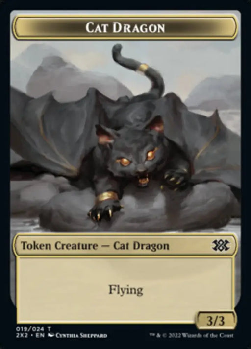 Cat Dragon // Treasure Double-Sided Token [Double Masters 2022 Tokens] - MTG Single
