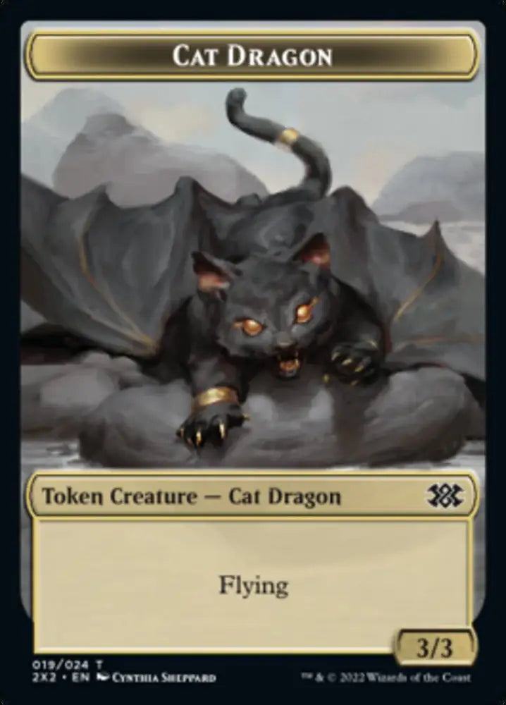 Cat Dragon // Vampire Double-Sided Token [Double Masters 2022 Tokens] - MTG Single