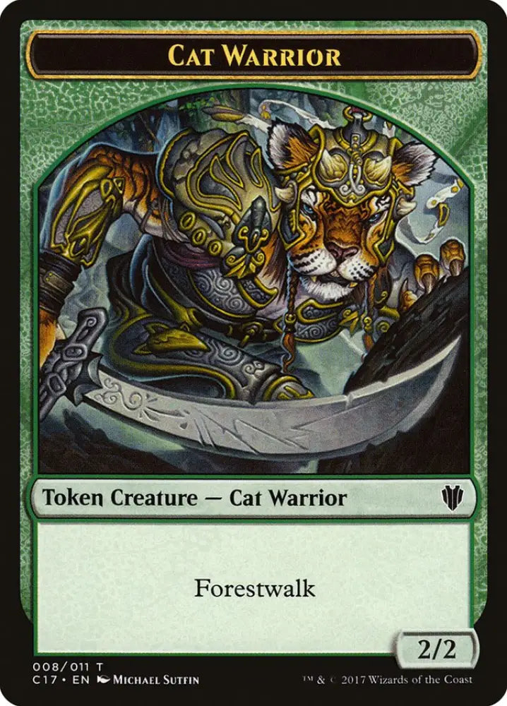Cat // Cat Warrior Double-Sided Token [Commander 2017 Tokens] - MTG Single