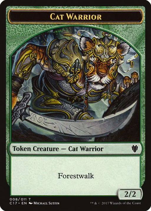 Cat // Cat Warrior Double-Sided Token [Commander 2017 Tokens] - MTG Single