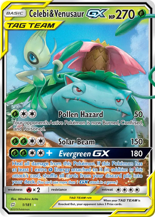 Celebi & Venusaur GX (1/181) [Sun & Moon: Team Up] - Pokemon Single