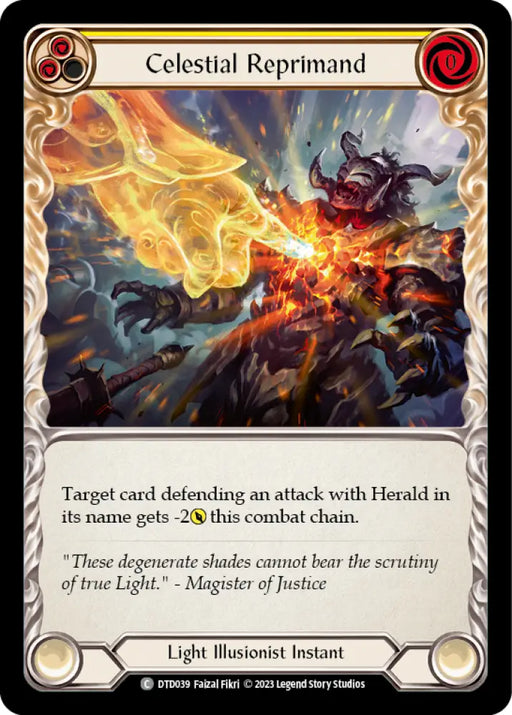Celestial Reprimand (Yellow) [Dusk Till Dawn] Rainbow Foil - Flesh And Blood Single