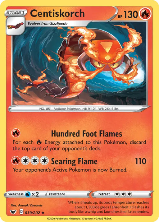 Centiskorch (039/202) [Sword & Shield: Base Set] - Pokemon Single