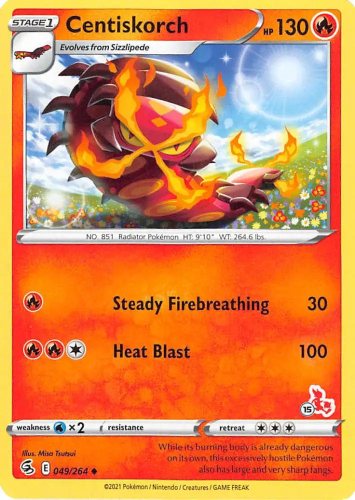 Centiskorch (49/264) (Cinderace Stamp #15) [Battle Academy 2022] - Pokemon Single
