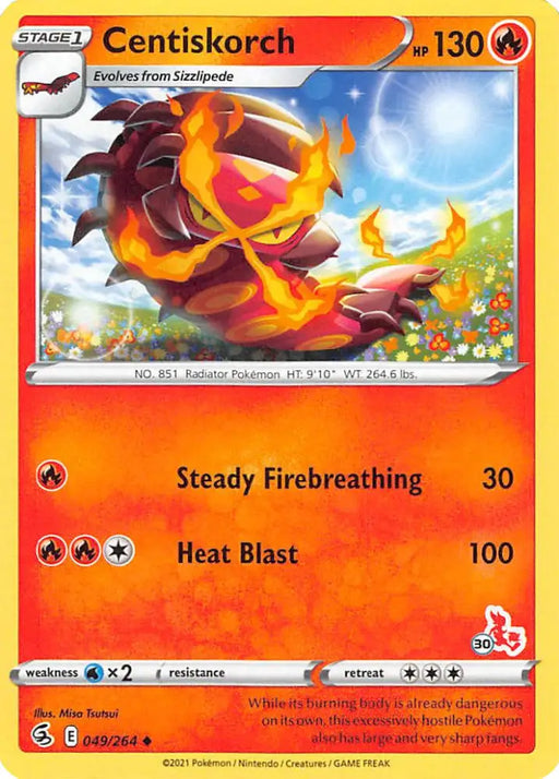 Centiskorch (49/264) (Cinderace Stamp #30) [Battle Academy 2022] - Pokemon Single