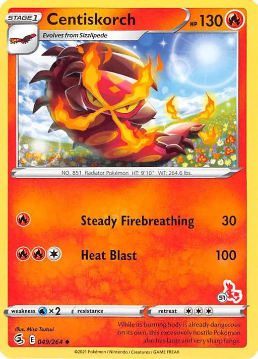Centiskorch (49/264) (Cinderace Stamp #51) [Battle Academy 2022] - Pokemon Single