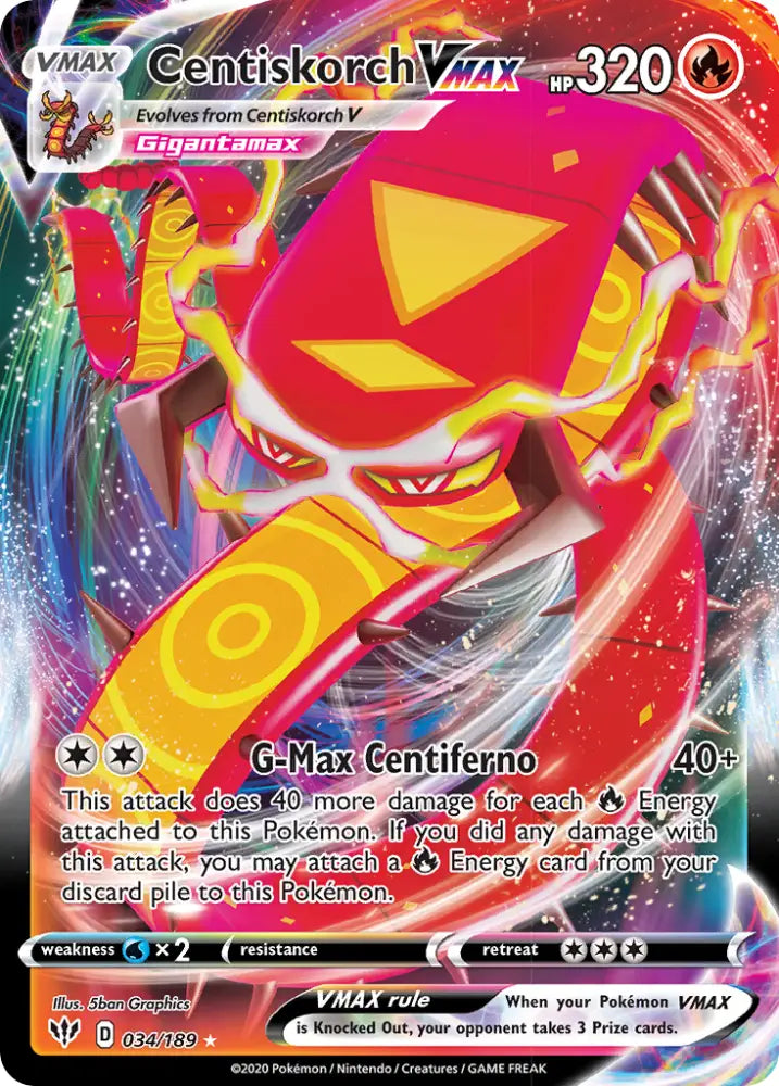 Centiskorch VMAX (034/189) [Sword & Shield: Darkness Ablaze] - Pokemon Single