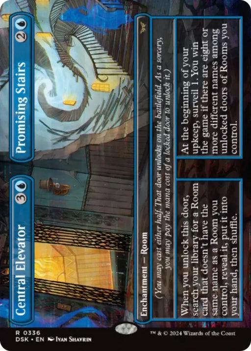 Central Elevator // Promising Stairs (Borderless) [Duskmourn: House of Horror] - MTG Single