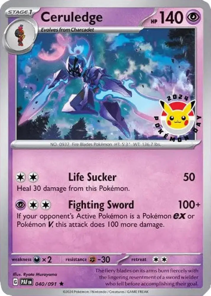 Ceruledge (040/091) (Pokemon Day 2024)(Cosmos Holo) [Scarlet & Violet: Black Star Promos] - Pokemon Single