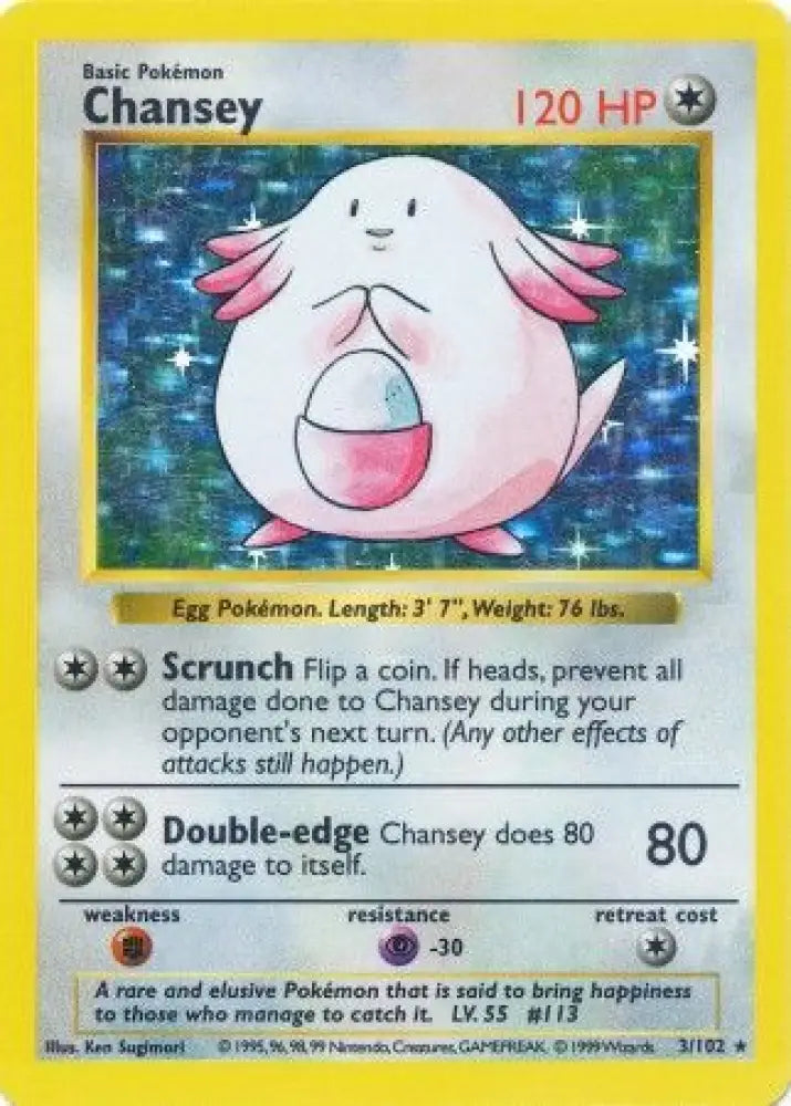 Chansey (3/102) [Base Set Shadowless Unlimited] - Pokemon Single