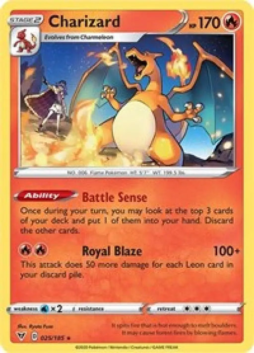Charizard (025/185) (Cracked Ice Holo) (Theme Deck Exclusive) [Sword & Shield: Vivid Voltage] - Pokemon Single