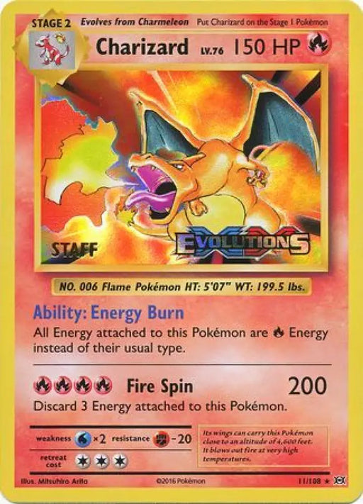Charizard (11/108) (XY Evolutions Staff Prerelease) [XY: Black Star Promos] - Pokemon Single
