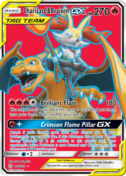 Charizard & Braixen GX (212/236) [Sun & Moon: Cosmic Eclipse] - Pokemon Single