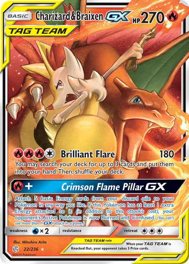 Charizard & Braixen GX (22/236) [Sun & Moon: Cosmic Eclipse] - Pokemon Single