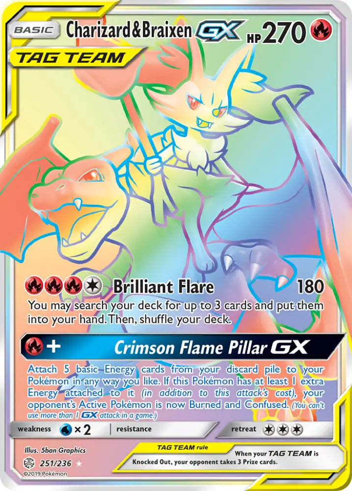 Charizard & Braixen GX (251/236) [Sun & Moon: Cosmic Eclipse] - Pokemon Single