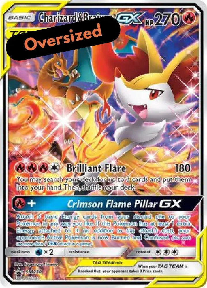 Charizard & Braixen GX (SM230) (Jumbo Card) [Sun & Moon: Black Star Promos] - Pokemon Single
