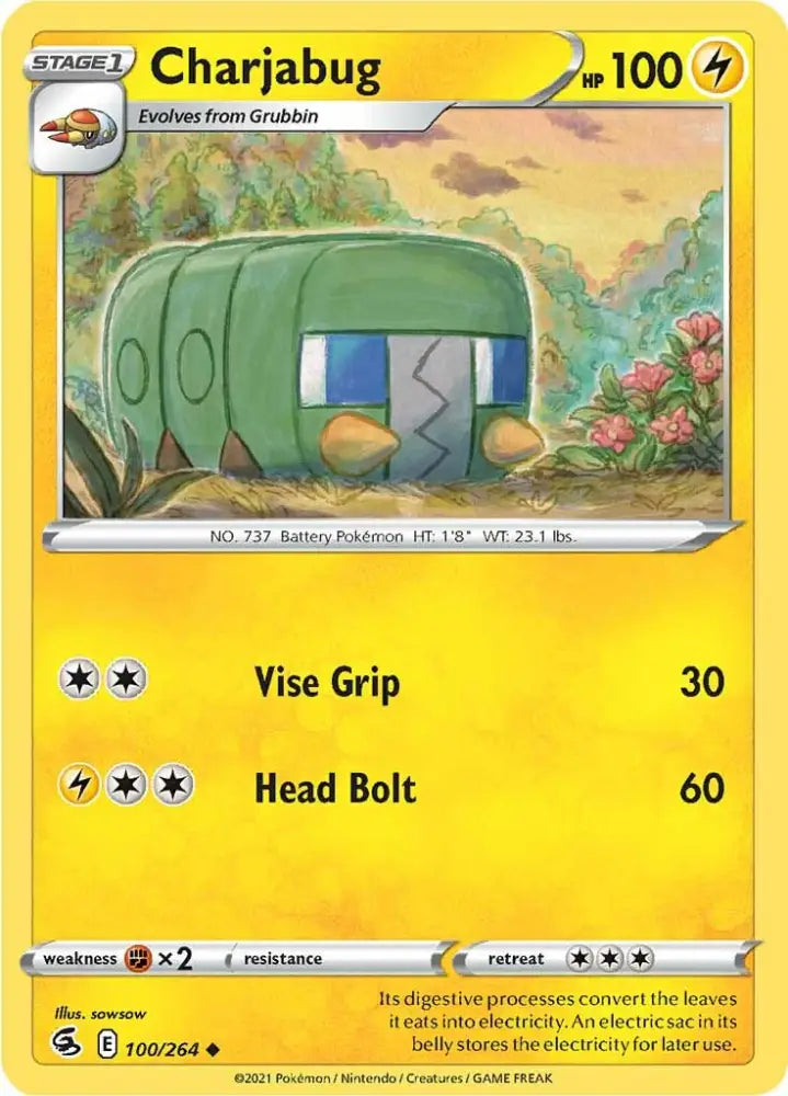 Charjabug (100/264) [Sword & Shield: Fusion Strike] - Pokemon Single