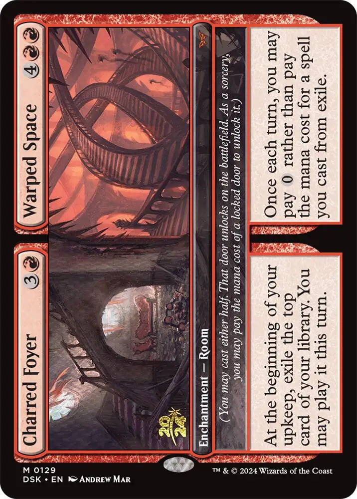 Charred Foyer // Warped Space [Duskmourn: House of Horror Prerelease Promos] - MTG Single