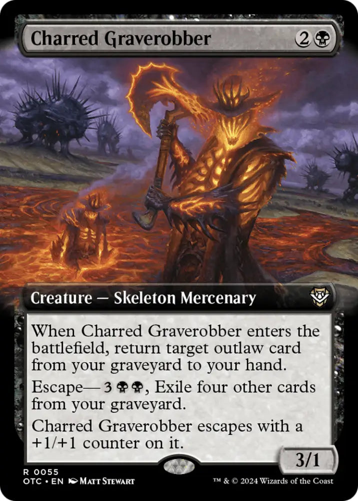 Charred Graverobber (Extended Art) [Outlaws of Thunder Junction Commander] - MTG Single