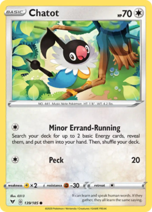 Chatot (139/185) [Sword & Shield: Vivid Voltage] - Pokemon Single
