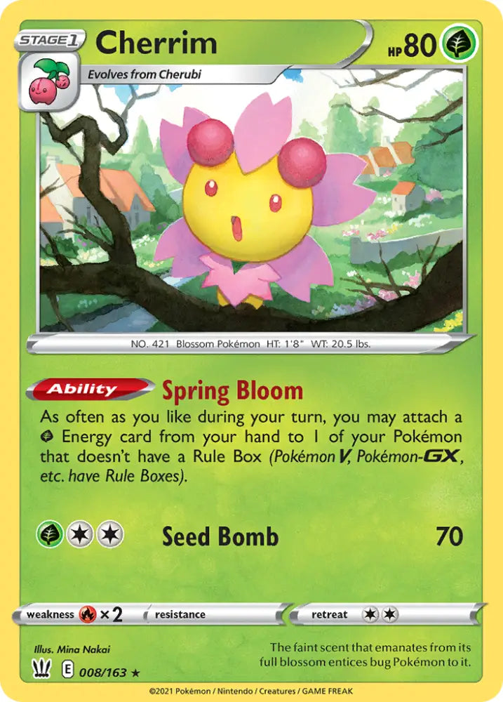 Cherrim (008/163) (Theme Deck Exclusive) [Sword & Shield: Battle Styles] - Pokemon Single